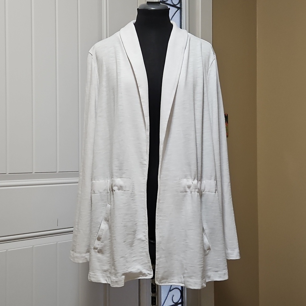 Jones New York White Open Cinch Waist Blazer Jacket XL
